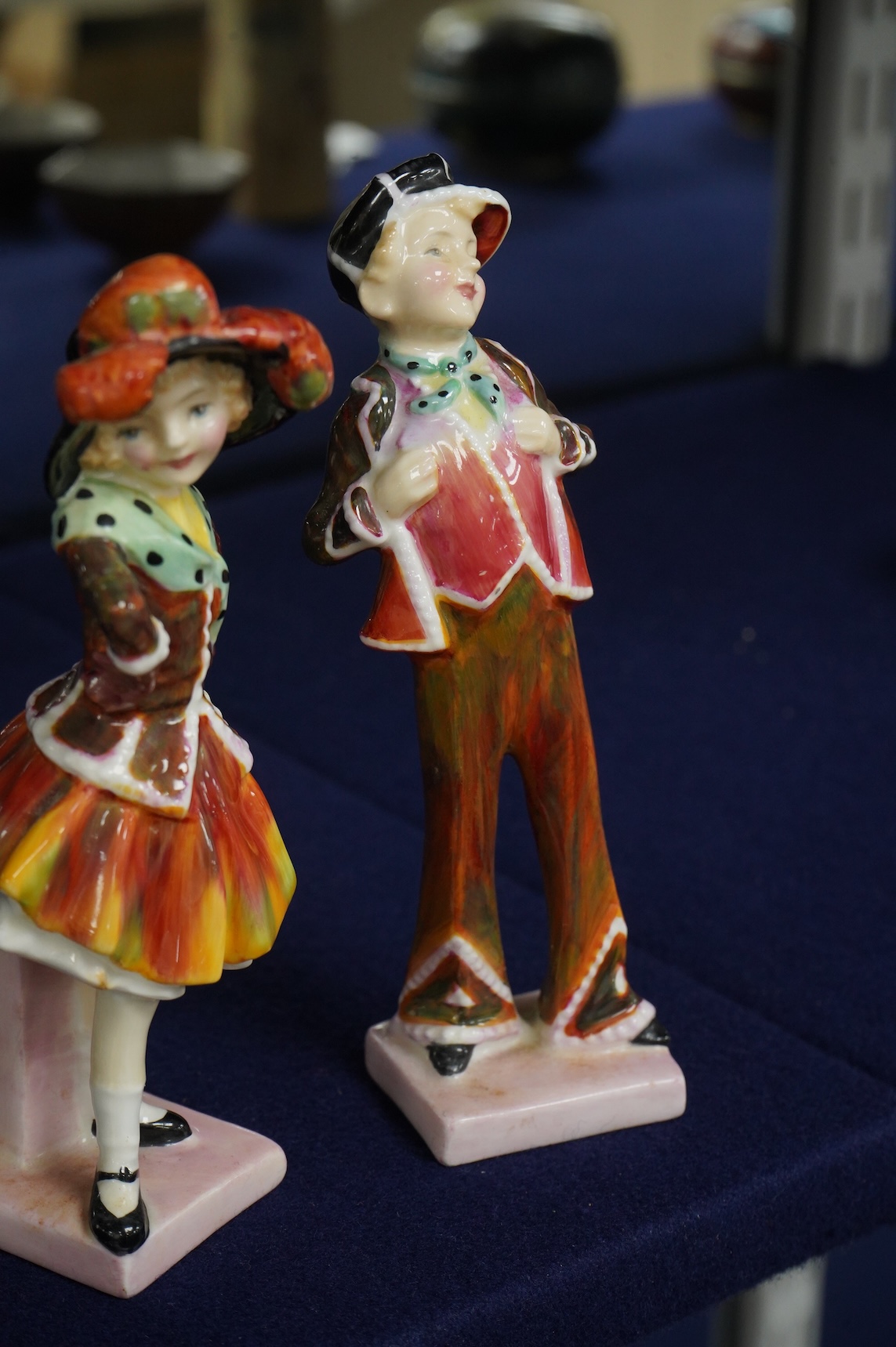A pair of Royal Doulton figures, Pearly Boy, HN2055, and Pearly Girl, HN2036, 15cm high
